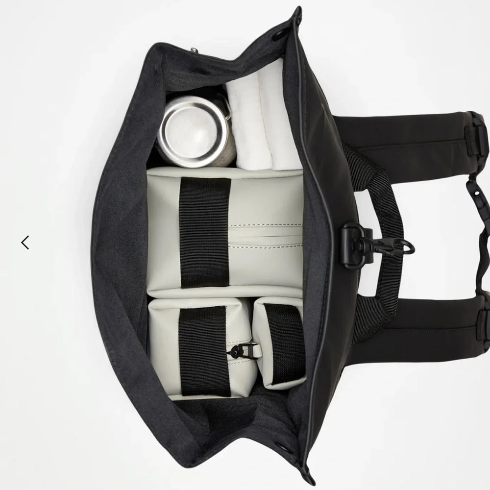Rains Black Roll-Top Backpack Tote